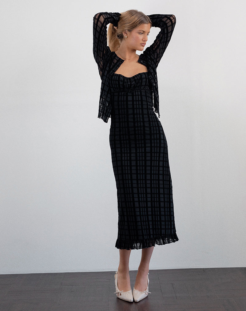 Image of Nateda Kleid aus tonalem Karoflock Schwarz