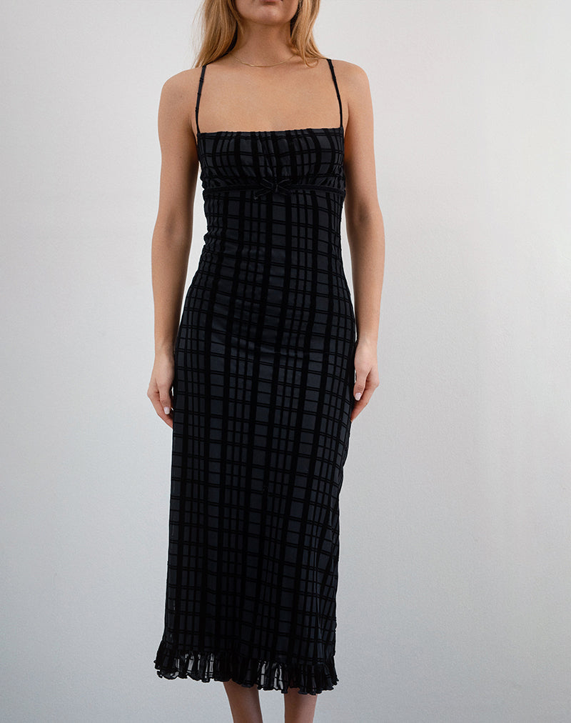 Nateda Kleid aus tonalem Karoflock Schwarz