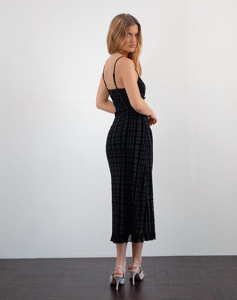 Image of Nateda Kleid aus tonalem Karoflock Schwarz