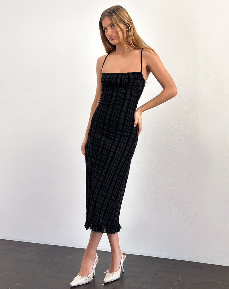 Image of Nateda Kleid aus tonalem Karoflock Schwarz