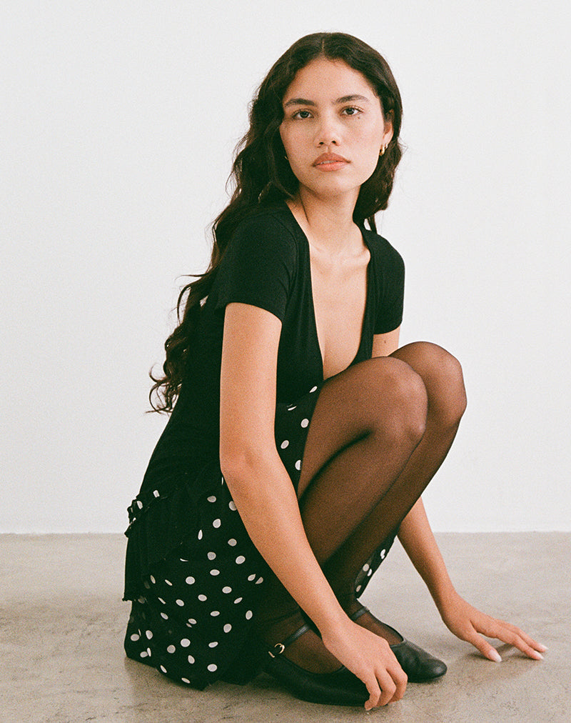 Navya Wickelminikleid in Polka Schwarz und Weiß