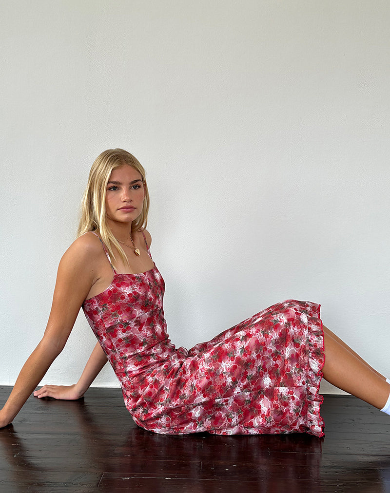 Image of Nawari Midikleid aus bedruckter Spitze Cherry
