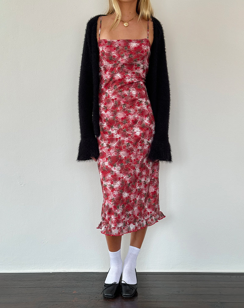Image of Nawari Midikleid aus bedruckter Spitze Cherry