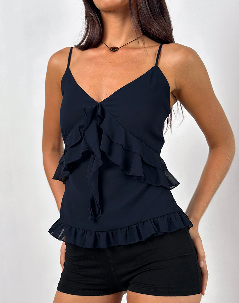 Nehla Cami Top aus Chiffon Blau Graphit