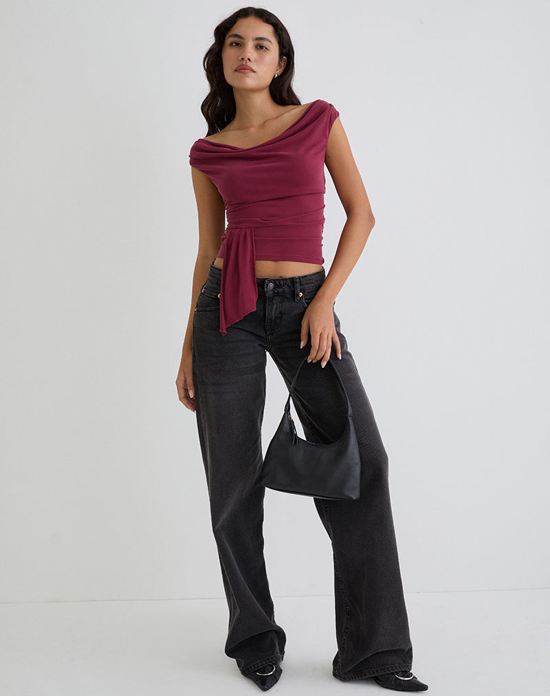 Image of Neida Drapiertes Top aus Cupro Burgundy