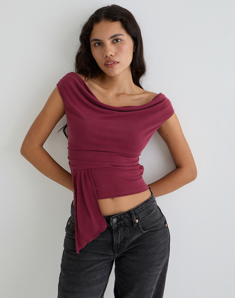 Image of Neida Drapiertes Top aus Cupro Burgundy