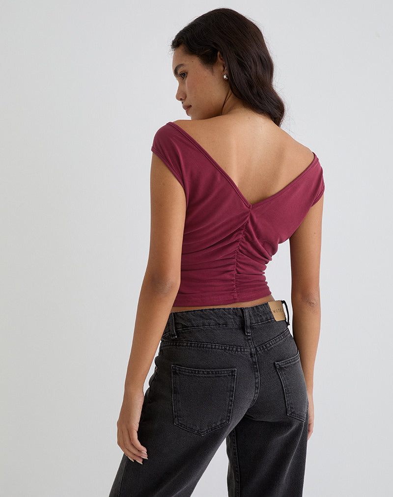 Image of Neida Drapiertes Top aus Cupro Burgundy