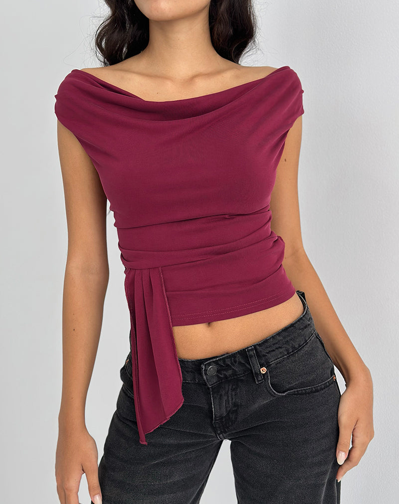 Image of Neida Drapiertes Top aus Cupro Burgundy