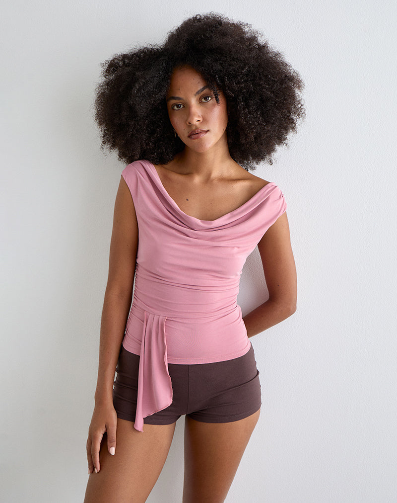 Neida Drapiertes Top aus Cupro Rosa