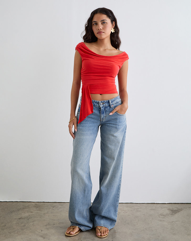 Image of Neida Drapiertes Top aus Cupro Rot