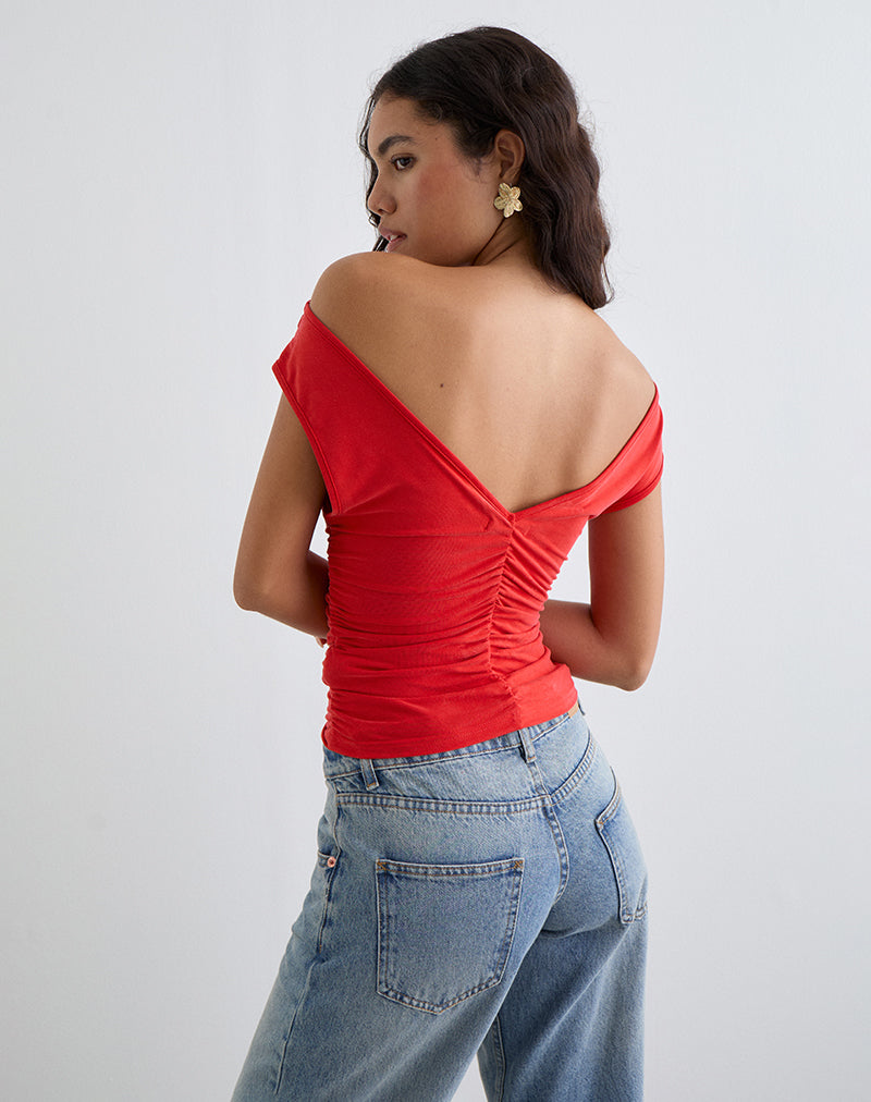 Image of Neida Drapiertes Top aus Cupro Rot