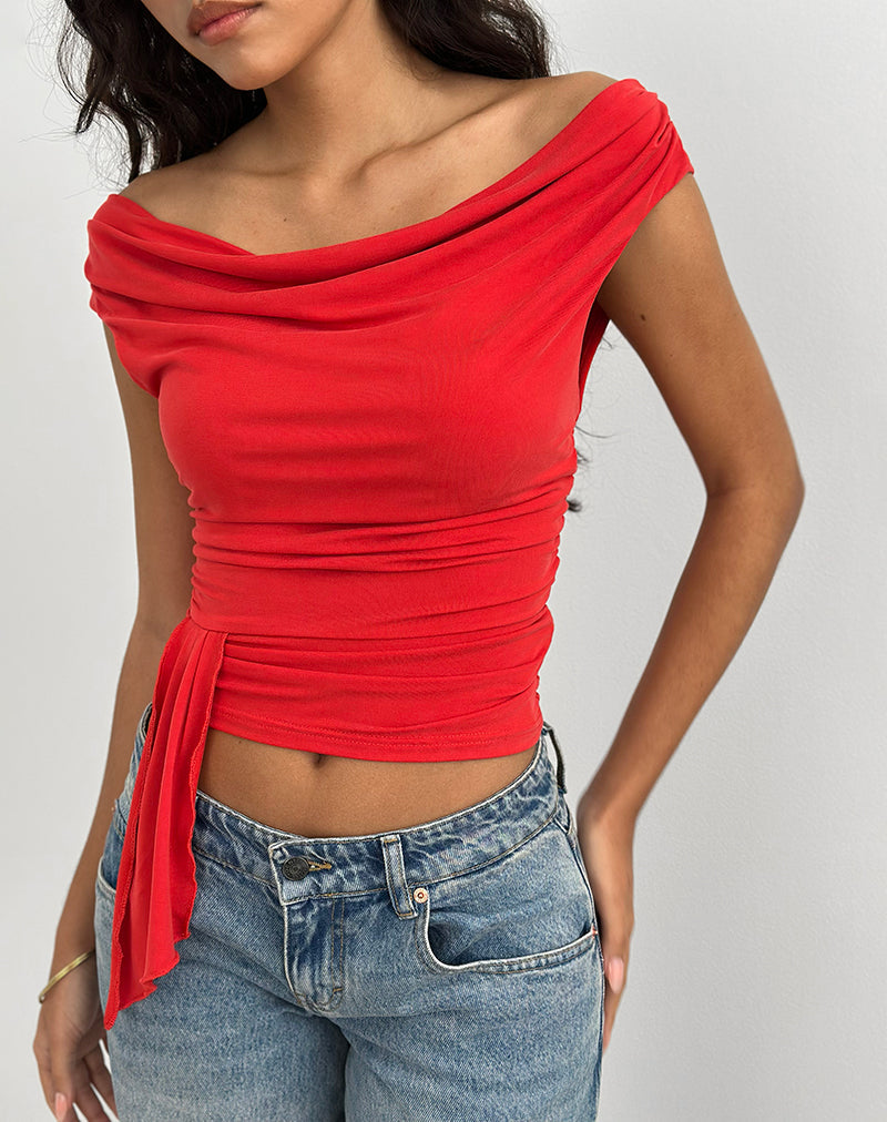 Image of Neida Drapiertes Top aus Cupro Rot