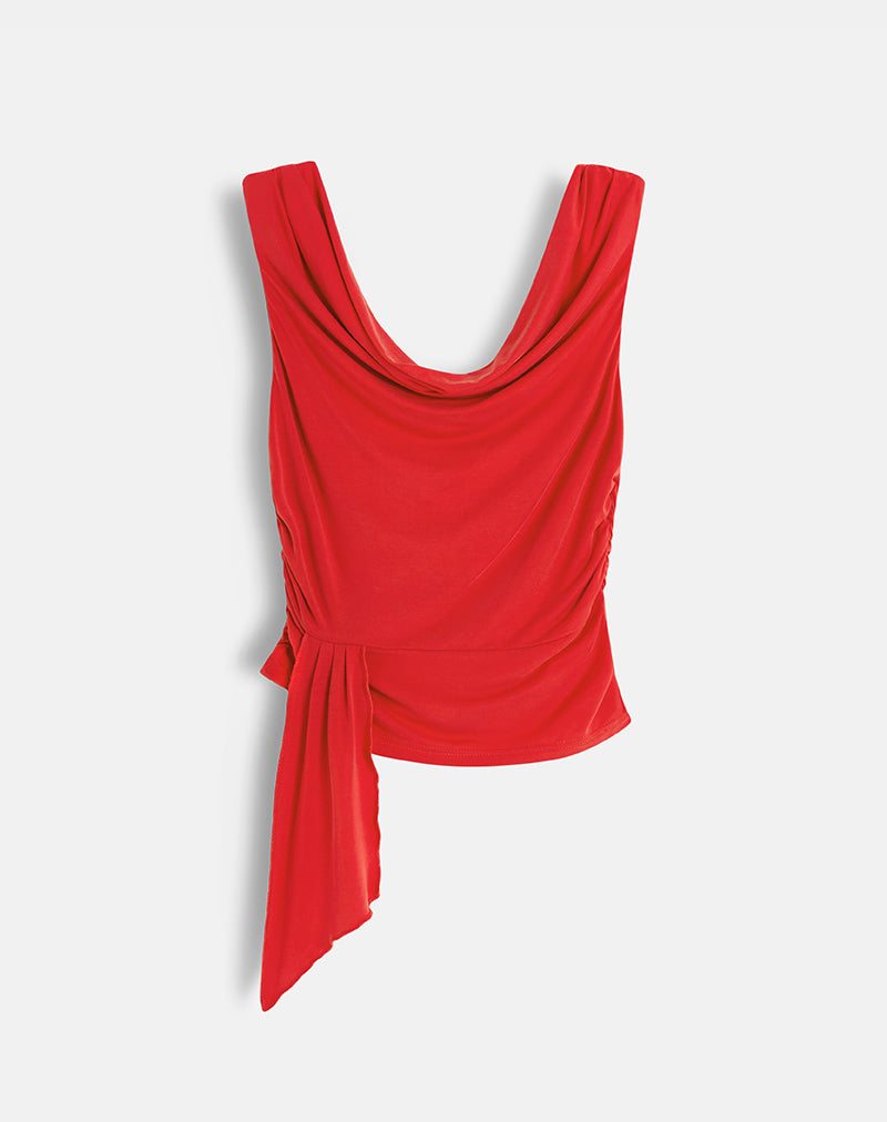 Image of Neida Drapiertes Top aus Cupro Rot