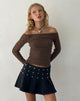 Image of Neira Langärmeliges Bardot-Top aus strukturiertem Strick Mocha