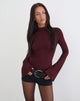 Bild von Nell High Neck Long Sleeve Top in Dark Plum