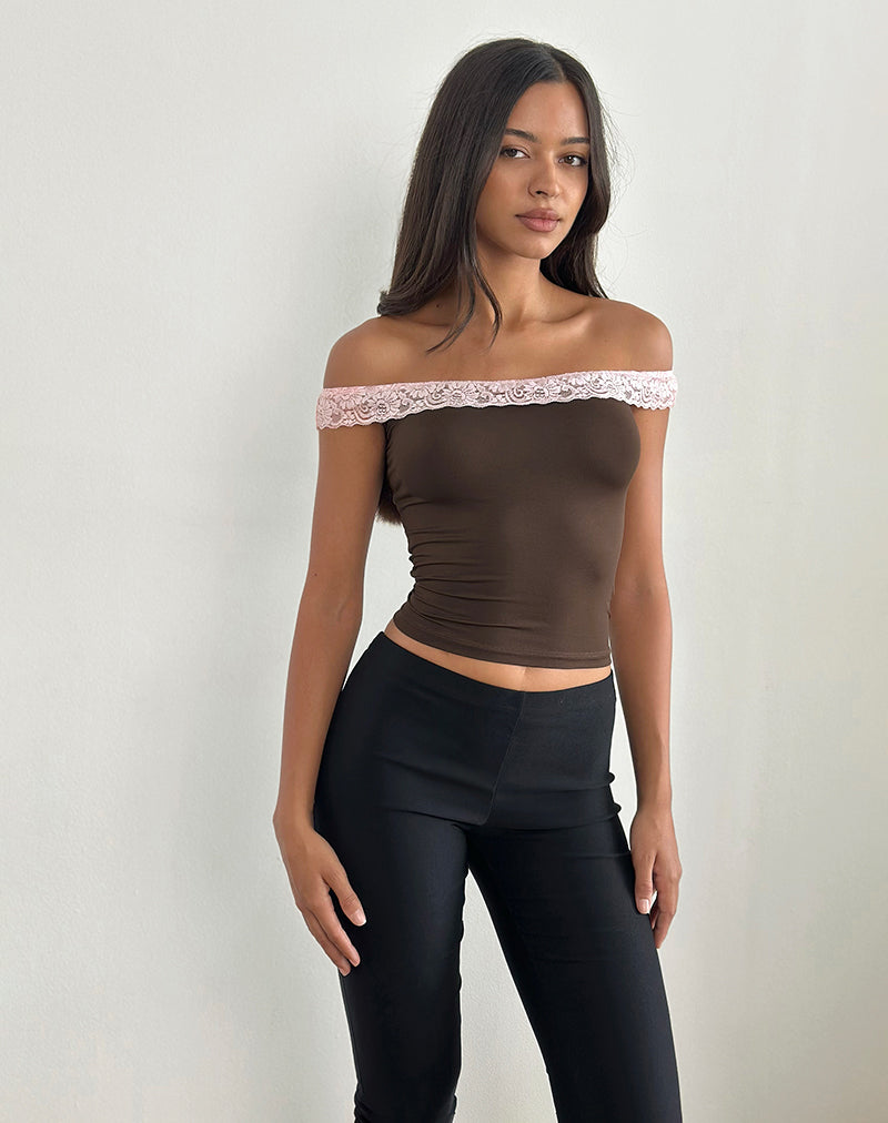 Nesel Top in Braun Slinky Lace Pink