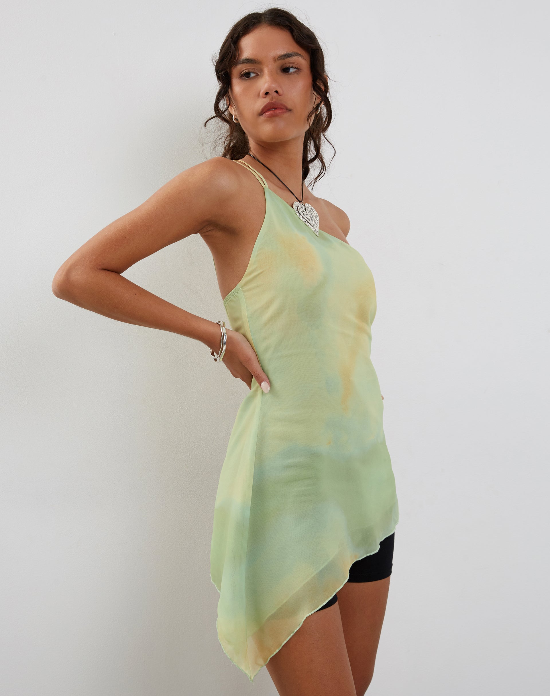 Image of Nesrin One Shoulder Longline Top in Gelb Aquarell