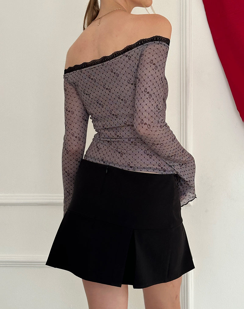 Bild von Neve Mesh Bardot Top in Queen of Heart Print