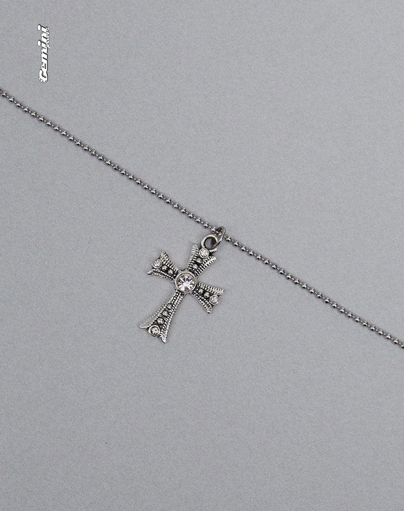 Niki Silber Kreuz Halskette von Gemini Jewels