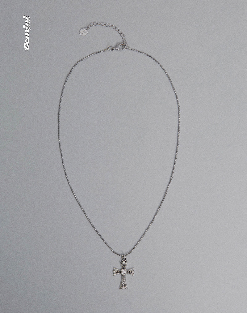 Bild von Niki Silber Kreuz Halskette von Gemini Jewels