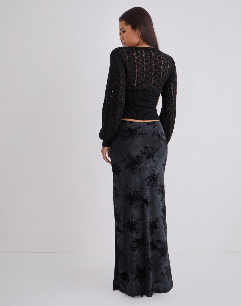 Image of Alfreda Maxi Skirt in Burnout Velvet Grey