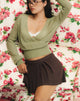 Image of Nilza Wrap Top aus Strick in Salbei Grün