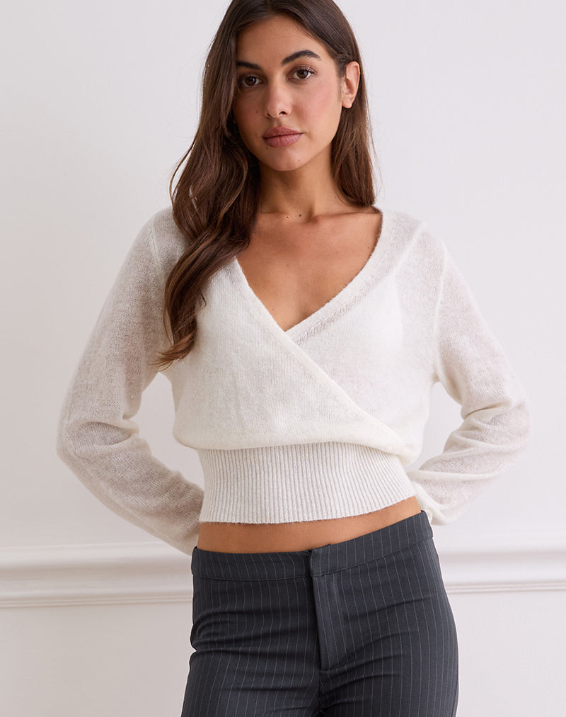 Image of Nilza Wickeloberteil aus Strick Off White