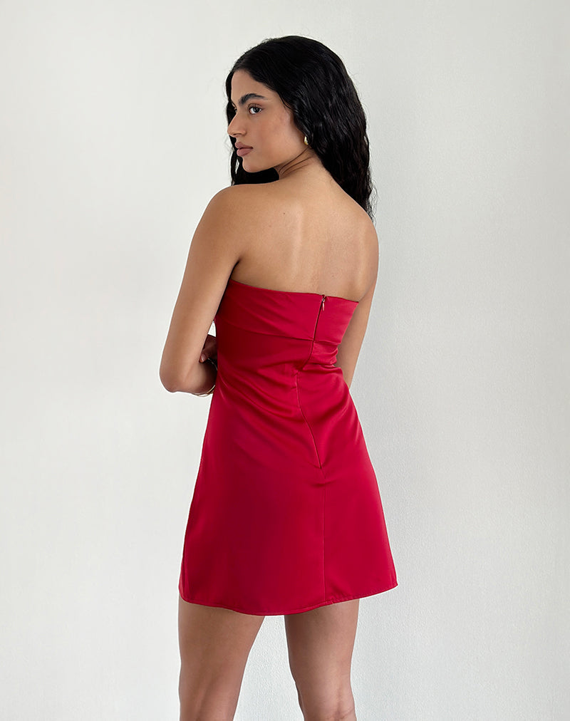 Image of Ninivala Kleid in Rot mit schwarzer Rosette