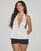 Image of Nobara Longline Neckholder-Top aus Jacquard in Elfenbein
