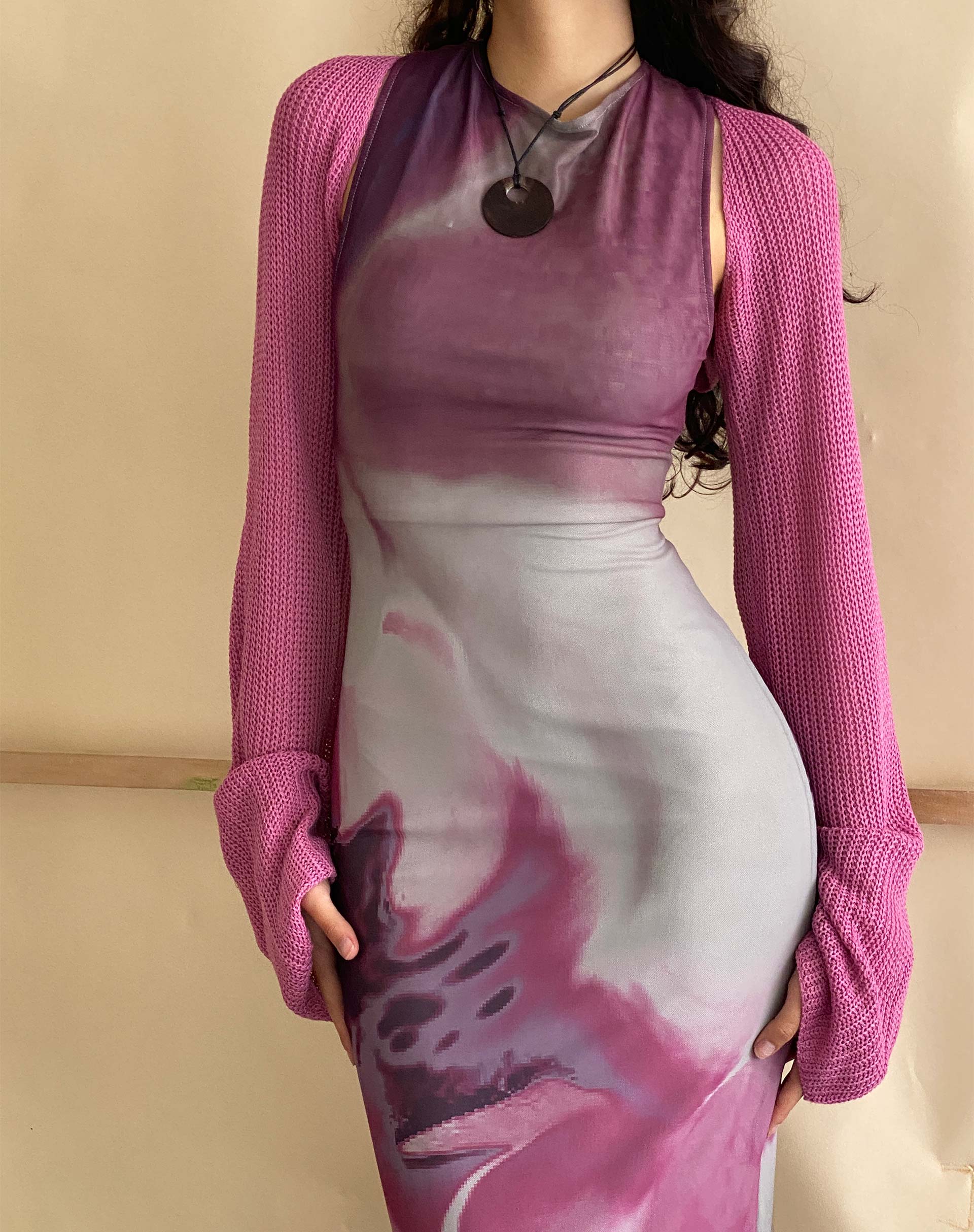 Image of Fayola Bedrucktes Maxikleid in Rosa Anatomie der Natur