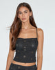 Image of Nobita Cami Top aus Blumenbroderie Schwarz
