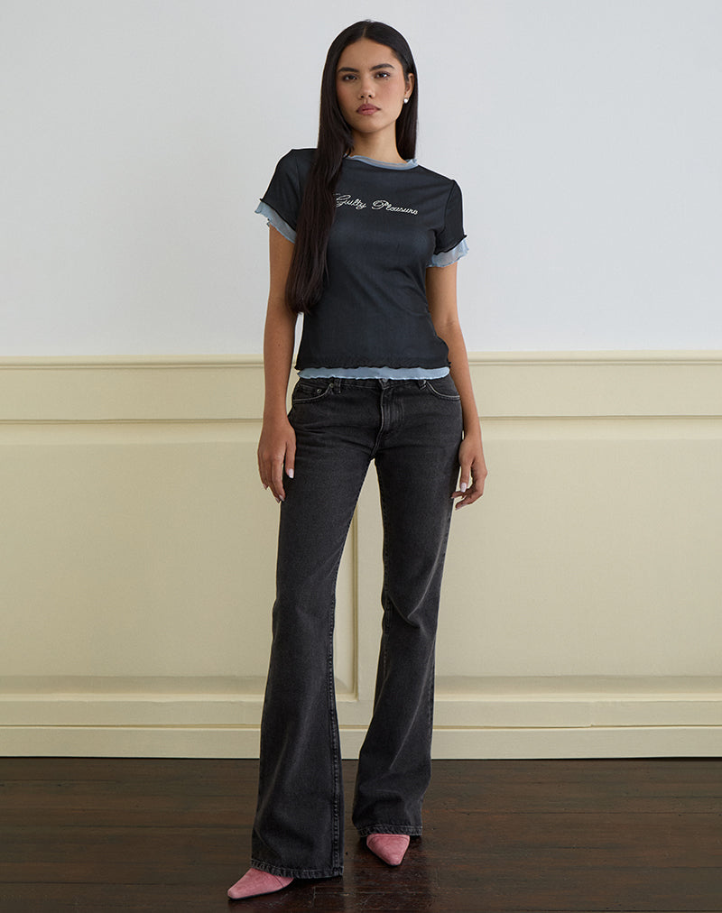 Noburia Top in Schwarz Blau Guilty Pleasure Hot Fix