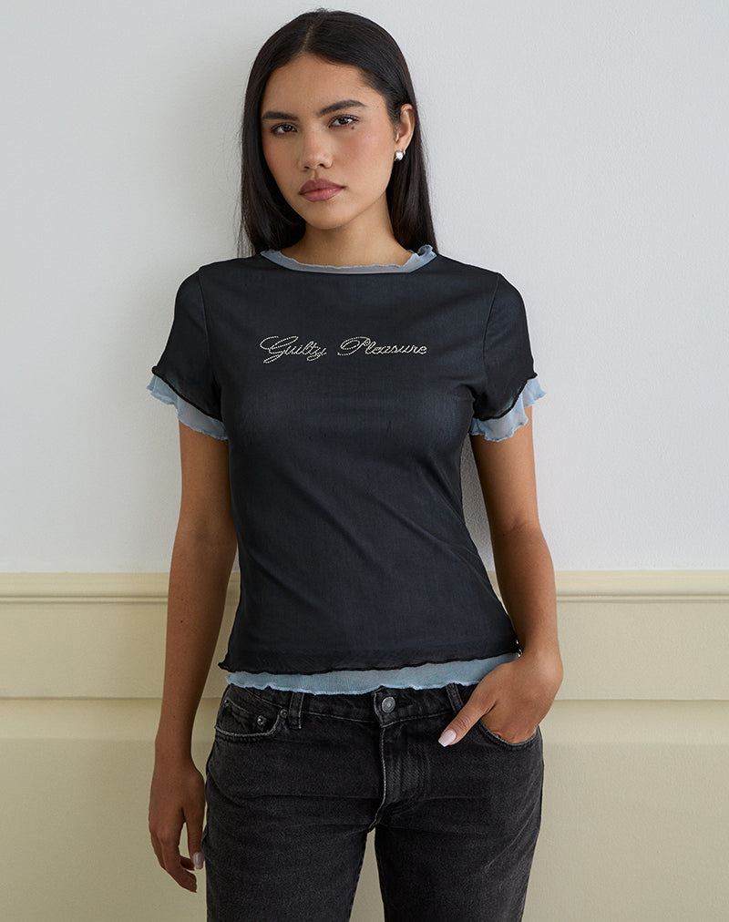 Image of Noburia Top in Schwarz Blau Guilty Pleasure Hot Fix