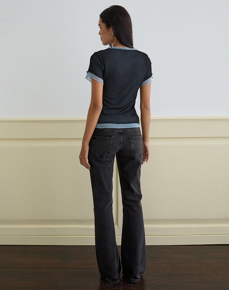 Image of Noburia Top in Schwarz Blau Guilty Pleasure Hot Fix