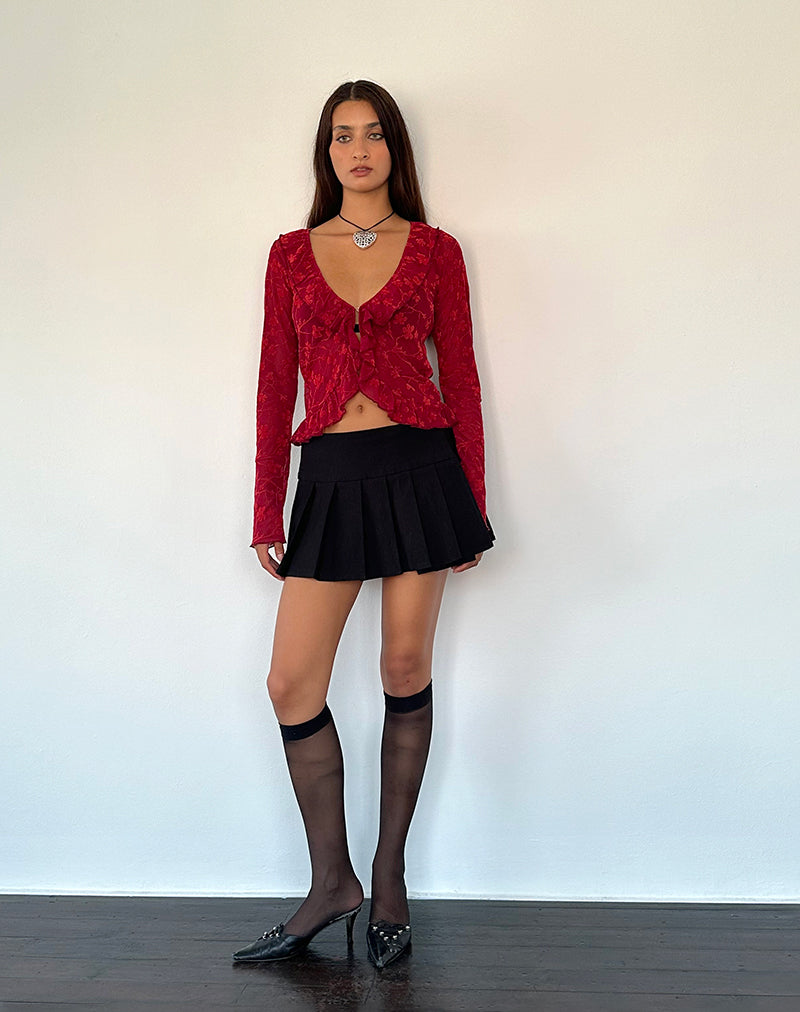 Image of Noemi Strickjacke in Rot Grunge Floral Flock