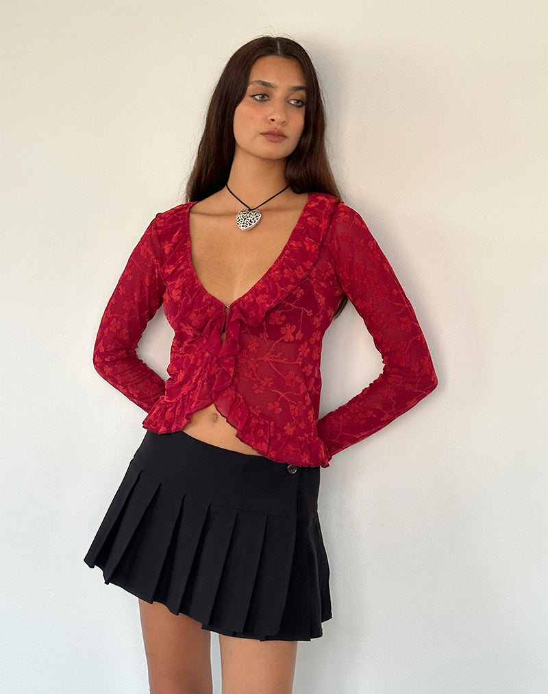 Image of Noemi Strickjacke in Rot Grunge Floral Flock