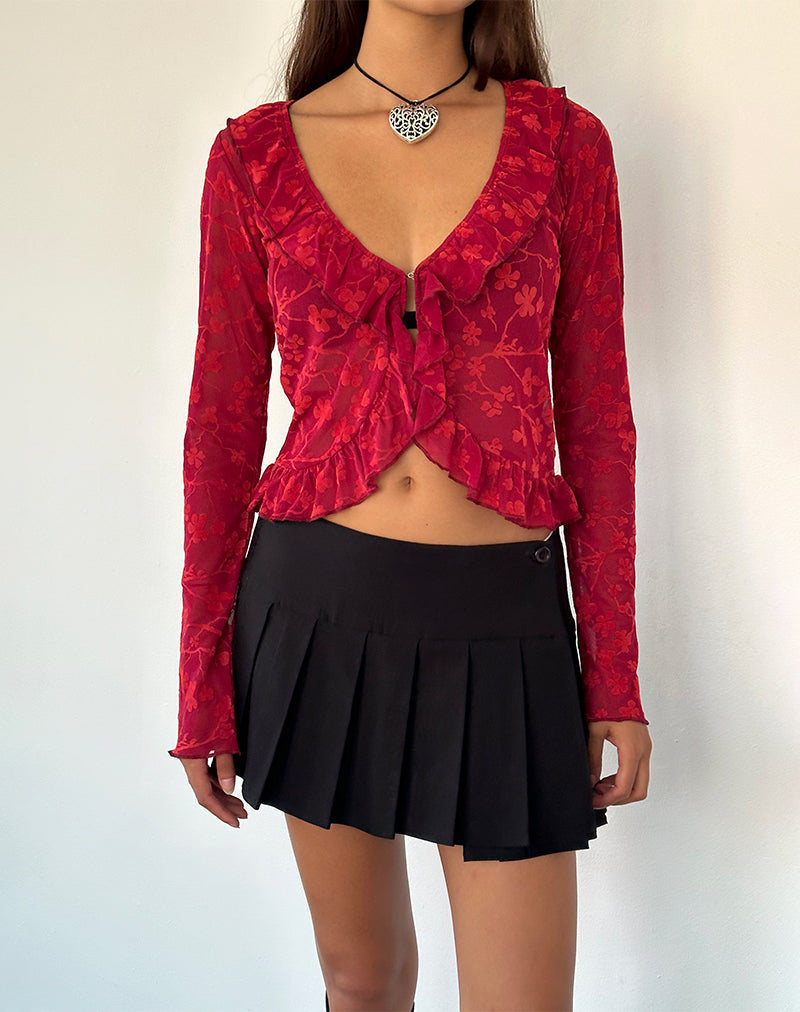 Image of Noemi Strickjacke in Rot Grunge Floral Flock