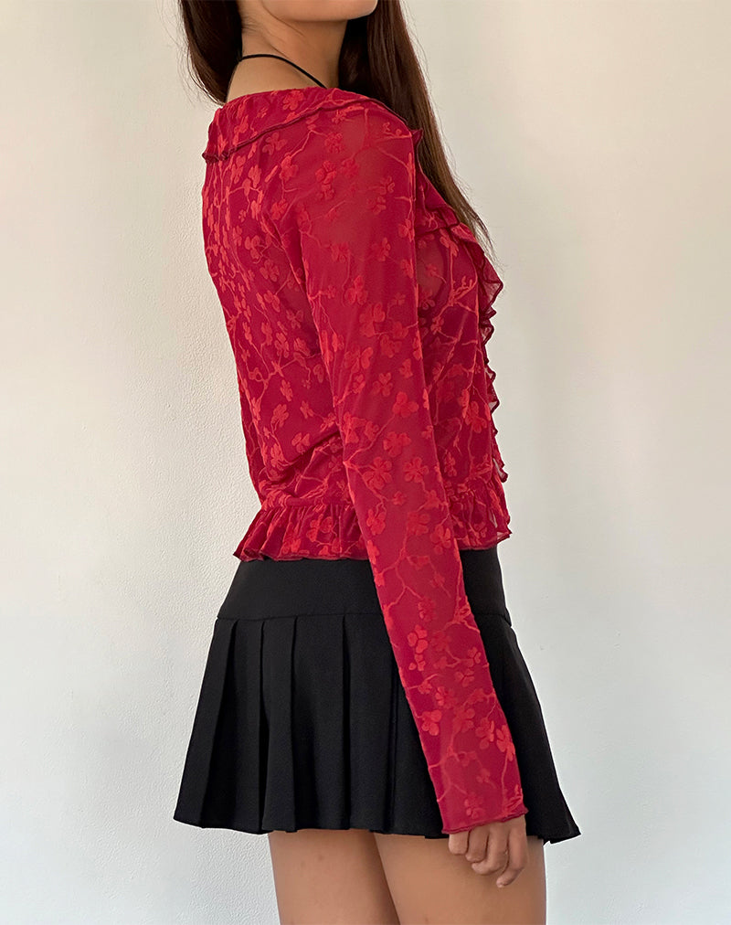 Image of Noemi Strickjacke in Rot Grunge Floral Flock