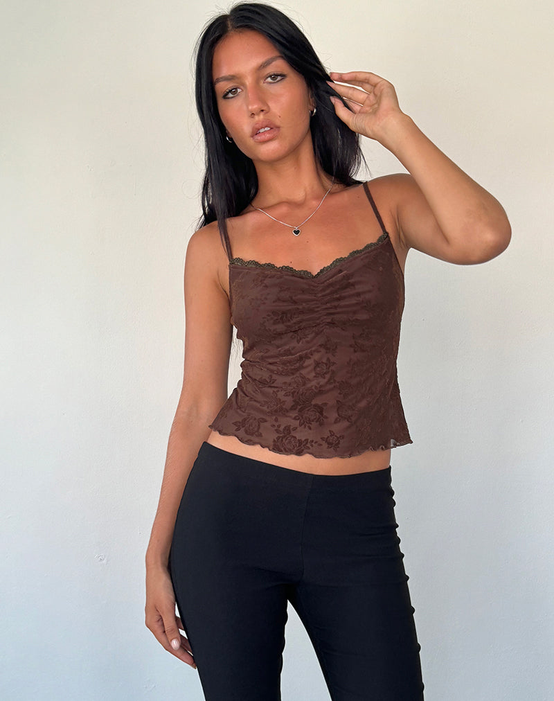 Image of Noira Cami Top in Romantic Rose Flock Braun