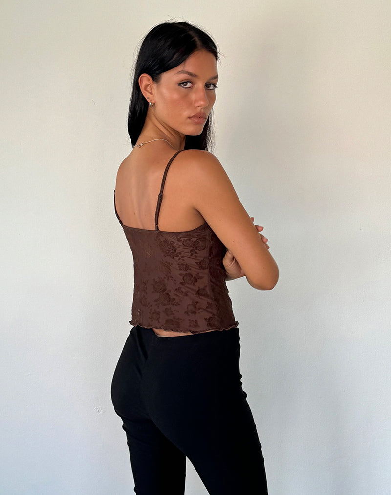 Image of Noira Cami Top in Romantic Rose Flock Braun