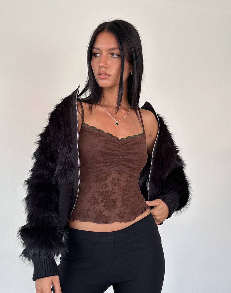 Image of Noira Cami Top in Romantic Rose Flock Braun