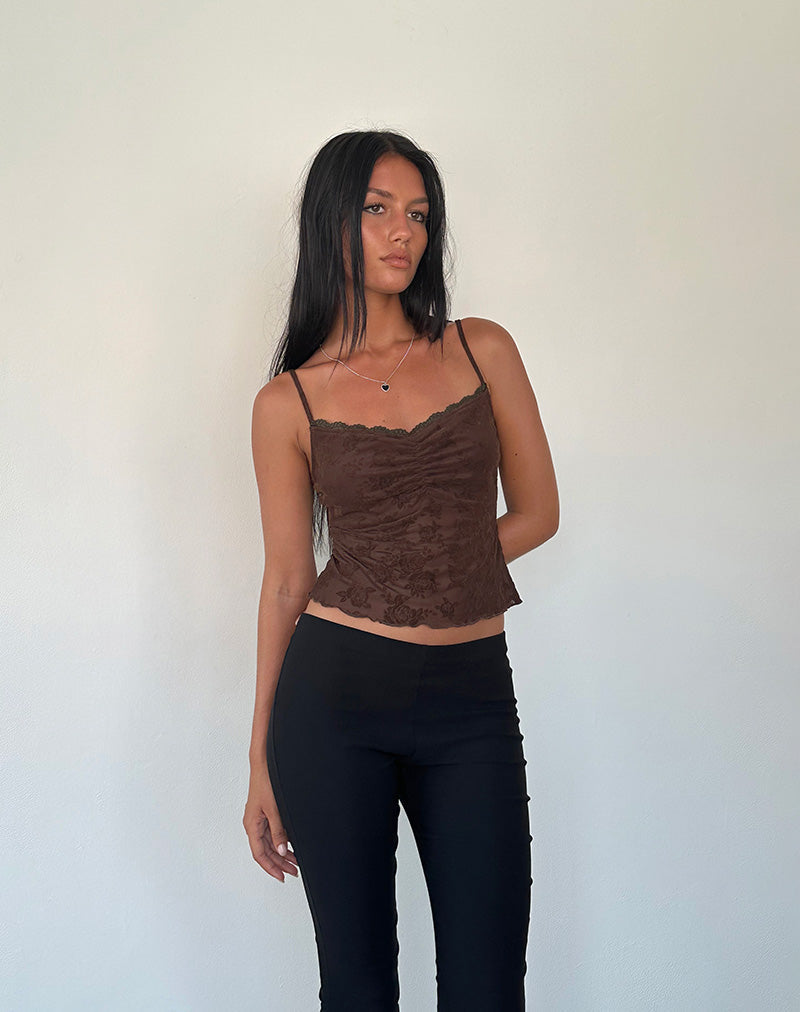 Image of Noira Cami Top in Romantic Rose Flock Braun