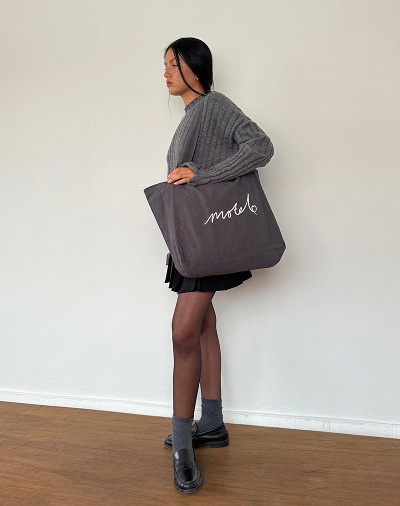 Nola Totebag in Beluga mit Motel-Aufdruck