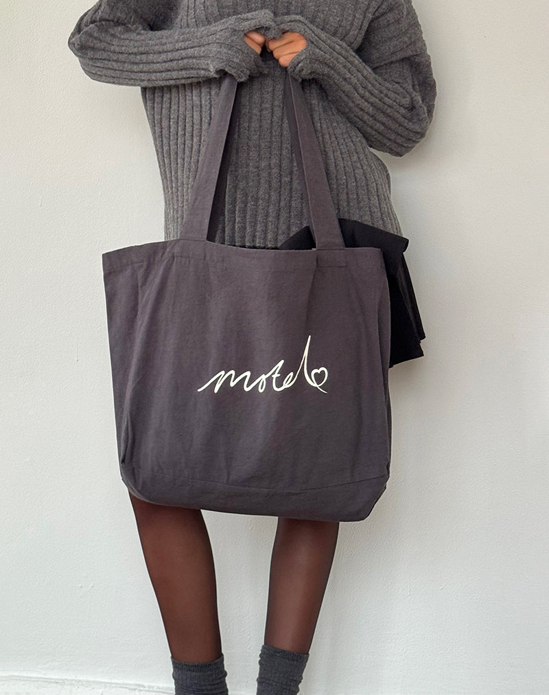 Image of Nola Totebag in Beluga mit Motel-Stickerei