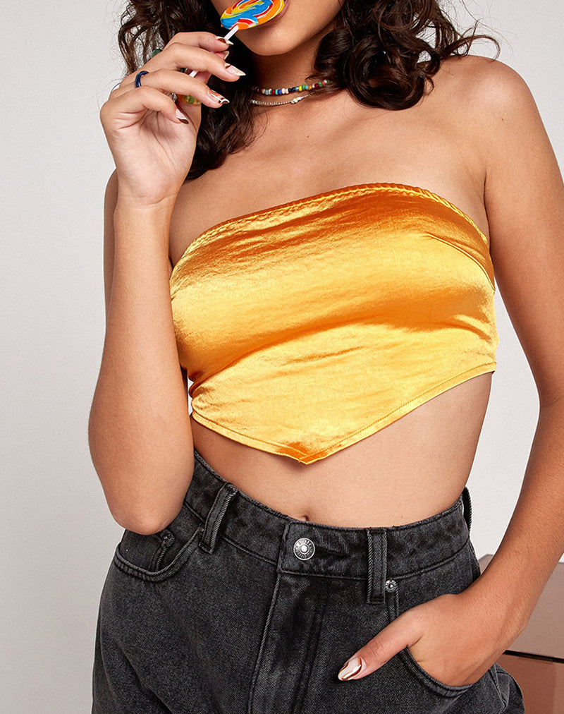Bild von Nolda Crop Top in Satin Tangerine