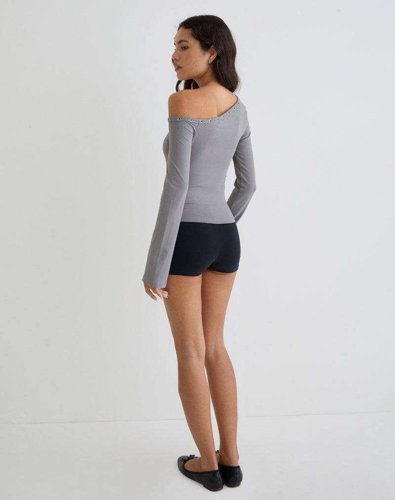 Bild von Noraba One Shoulder Top in Grau mit Ösen