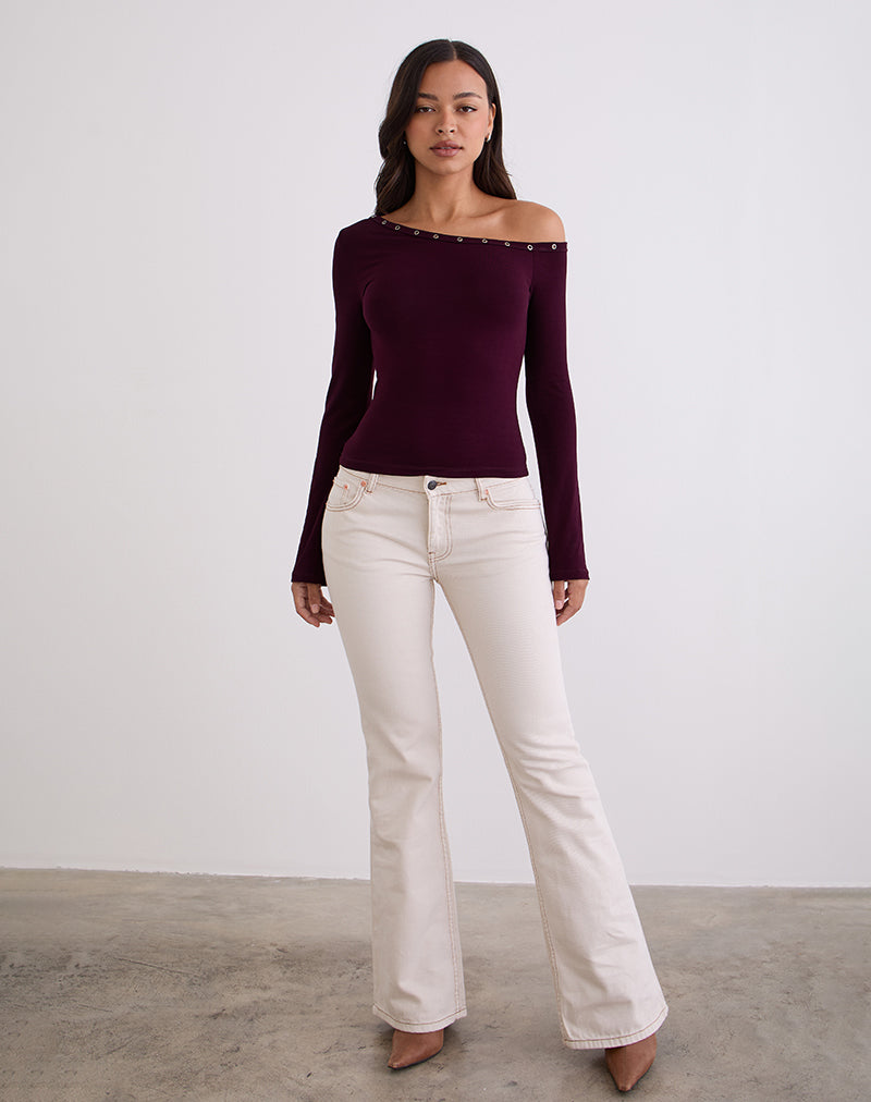 Bild von Noraba One Shoulder Top aus rotem Holz mit Ösen