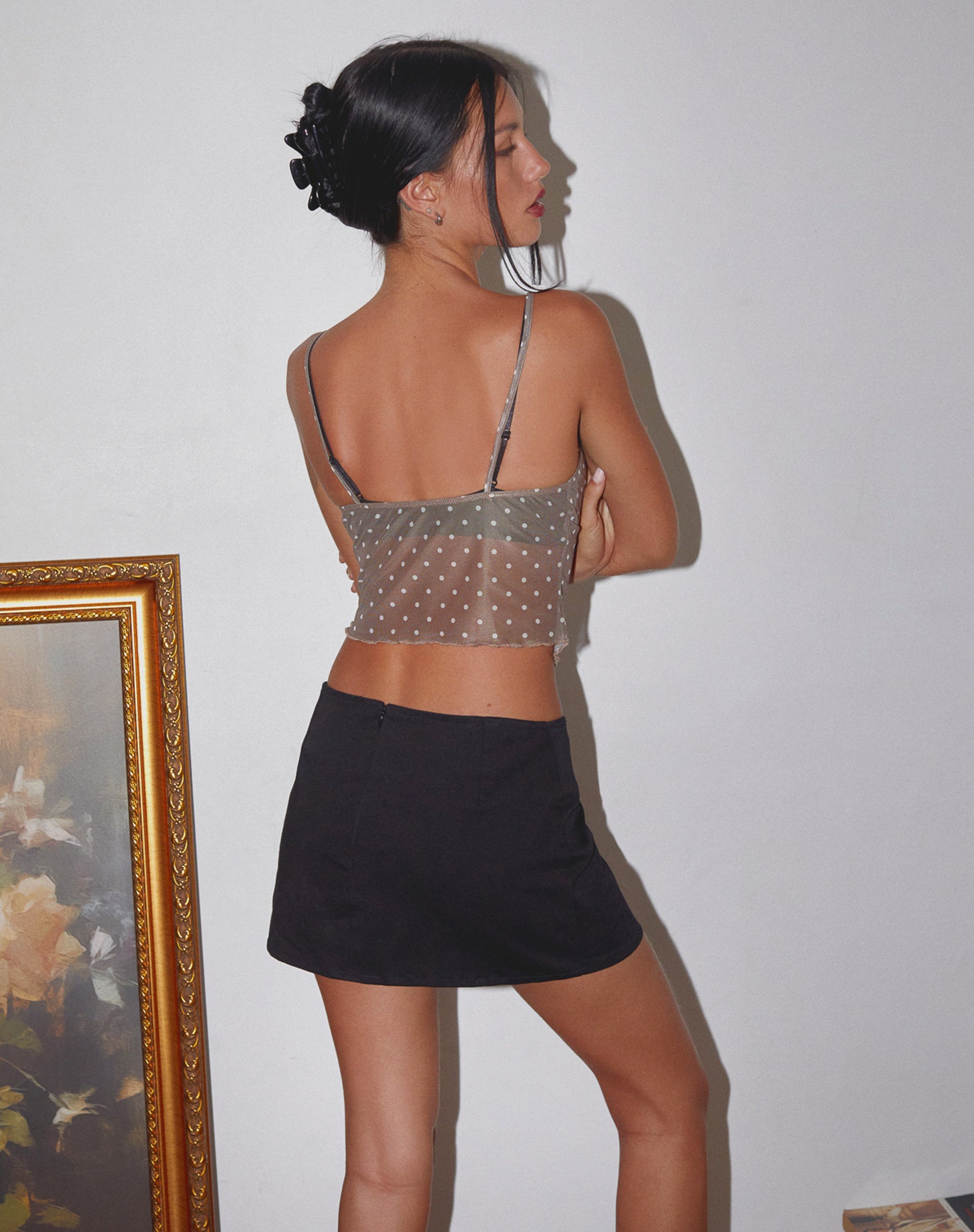 Bild von Norde Cami Top in Braun und Weiß Polka