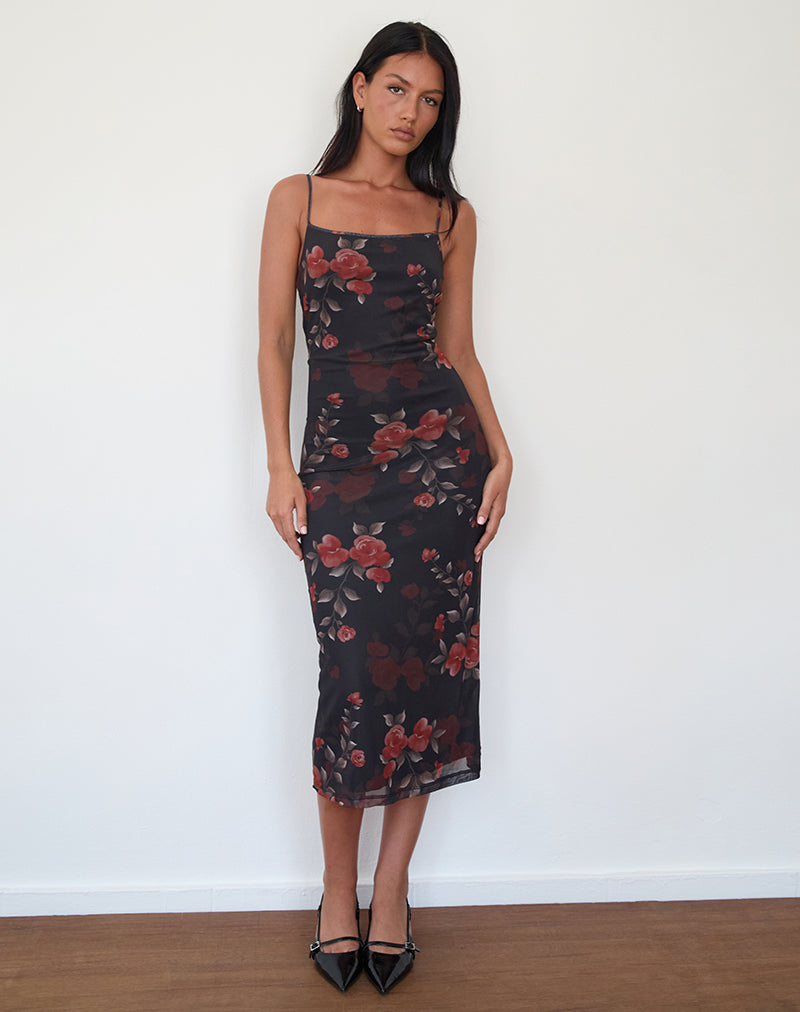 Image of Nori Midikleid in Watercolour Rose Schwarz