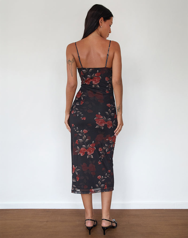 Image of Nori Midikleid in Watercolour Rose Schwarz